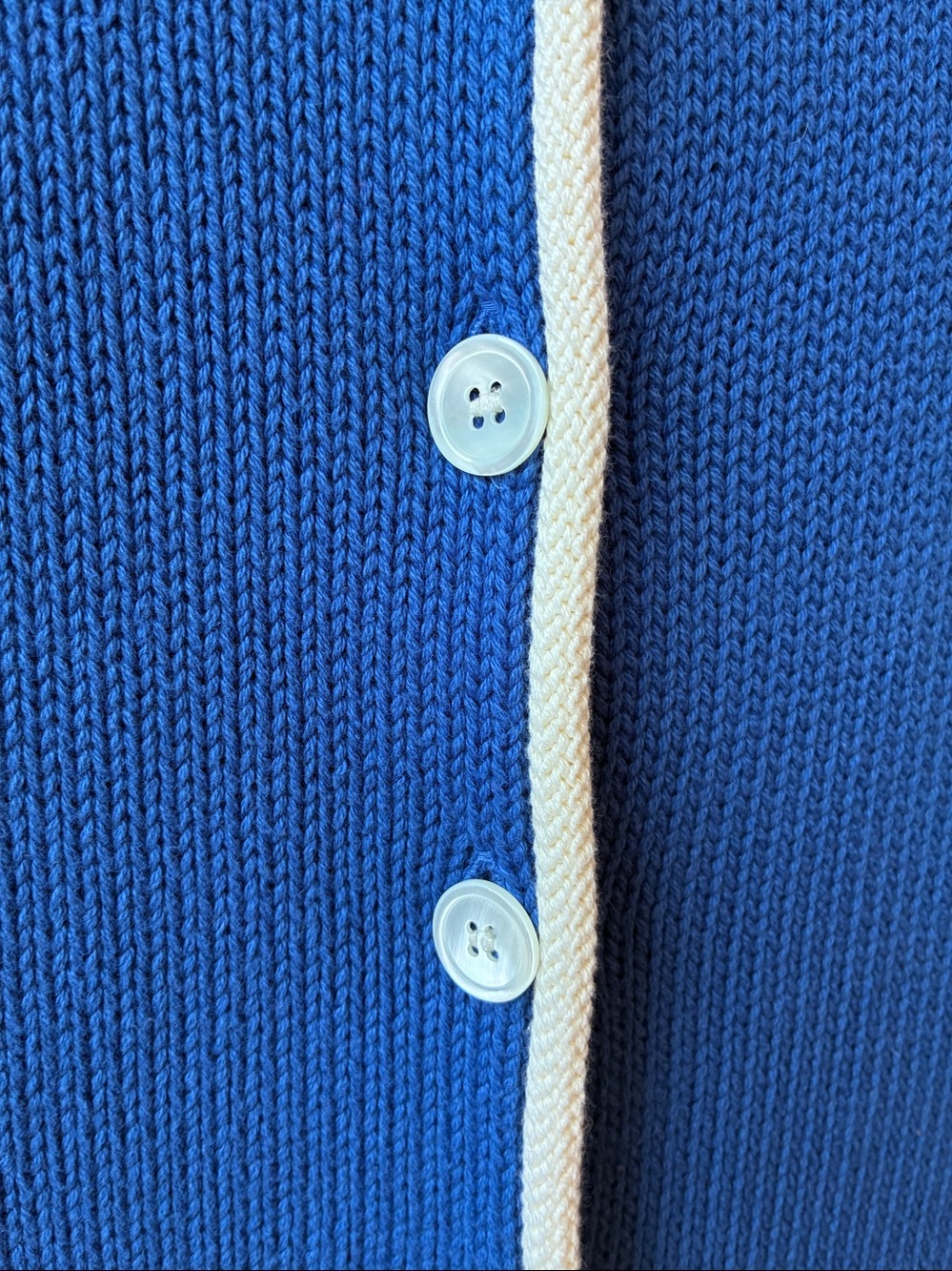 Alex Mill Blue Ivory Bridget Knit Button-Front Sleeveless Cardigan, Small - Picture 3 of 6